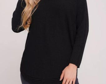 New Ladies Italian Curved Hem Winter Warm Knitted Scoop Neck Long Sleeve  Jumper