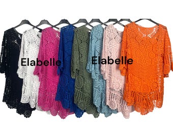 New Summer Popular Italian Ladies Quirky 2 Piece Crochet Casual Top Tunic