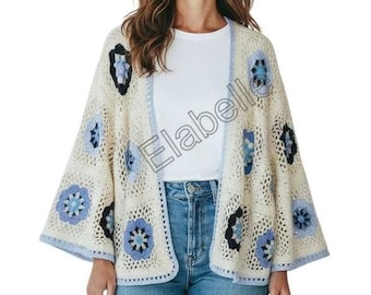 New Spring Summer Italian Ladies Quirky Soft Crochet style Floral Design Overtop Jacket