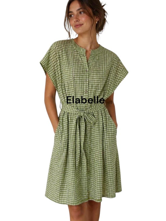 New Ladies Summer 2026 Checked Gingham Design Casual Lightweight Dress 2 pockets