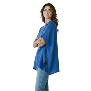 New Ladies Italian casual boxy split sides scoop neck cotton tunic top