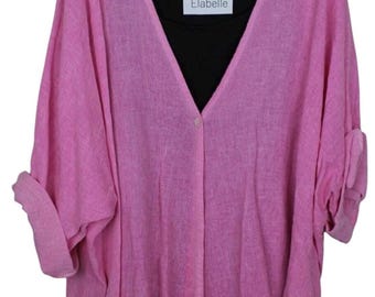 Summer layering overtop Stone Washed Linen Cotton Jacket Shirt, Made in Italy Lightweight Coverup