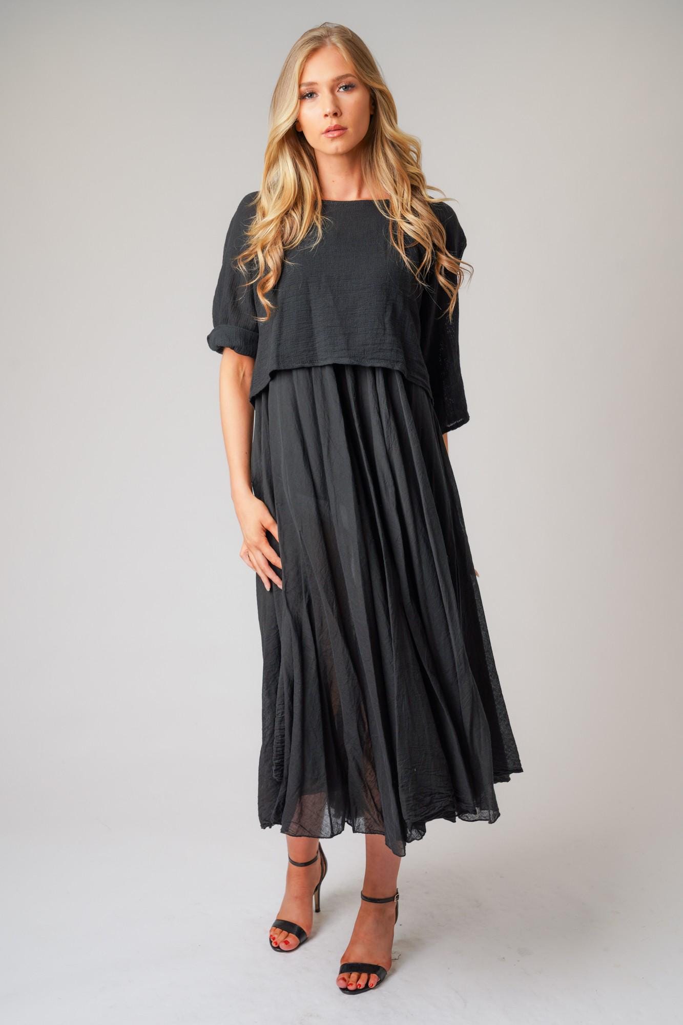 lagenlook maxi dress Lagenlook Cami Maxi Dress Set: Lightweight Italian Summer Outfit