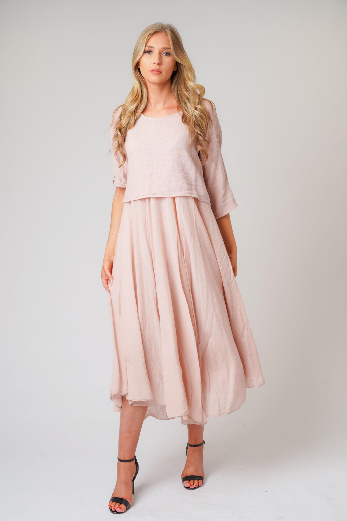 knee length dresses for ladies Lia Pretty Layered Lagenlook Maxi Dress