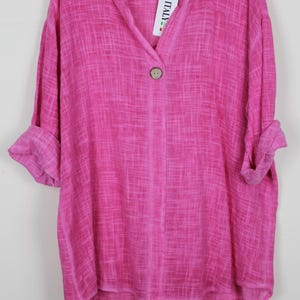 Nouveau haut d'été léger et tendance pour femme, oversize, en coton et lin, style italien Lagenlook.
