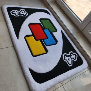 UNO Card Tufted Rug / Handgemaakt tapijt / Op maat gemaakt tapijt / Acryl tapijt / Handgemaakt / Tapijt voor thuis / Slaapkamer / Woonkamer / Kinderkamer / Beste cadeau