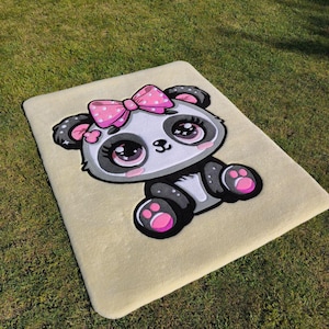 Bonita alfombra de panda con mechones, hecha a mano, personalizada, acrílica, para el hogar, el dormitorio, la sala de estar y la habitación de los niños. El mejor regalo.