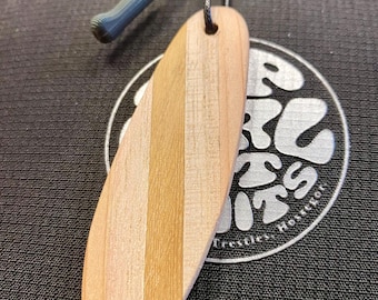 Personalized Wooden Surf Keychain, Laser-Engraved Name, Handmade Key Holder, Surfer Gift