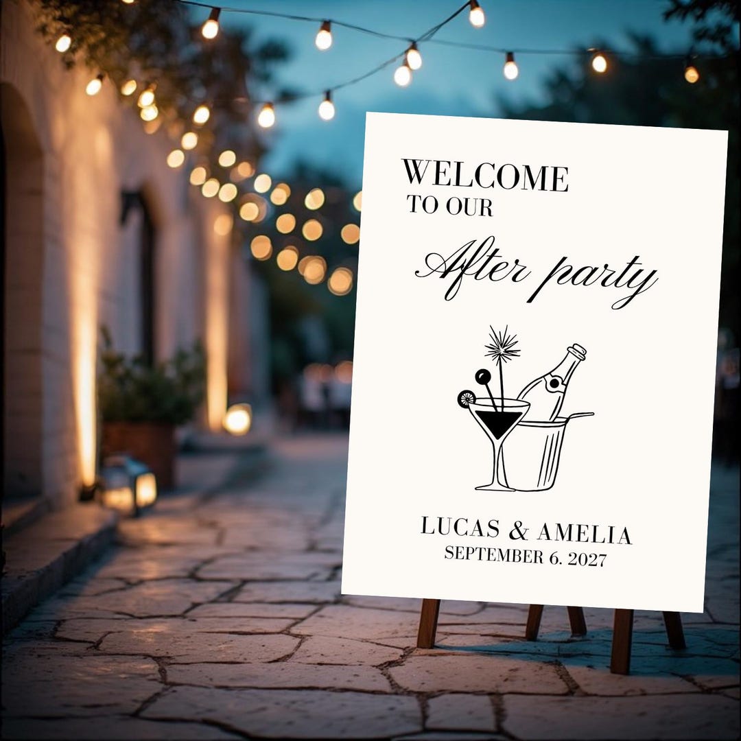 Modern After Party Sign Template Canva Wedding Party Signage Editable ...