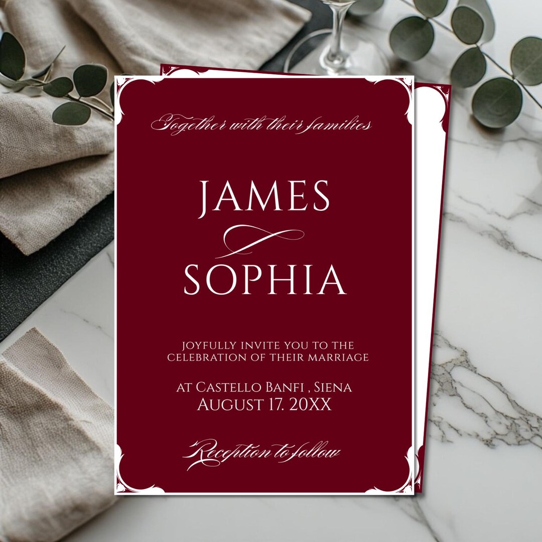 Red Wedding Invitation Suite Template Canva Invite Editable Invitation ...