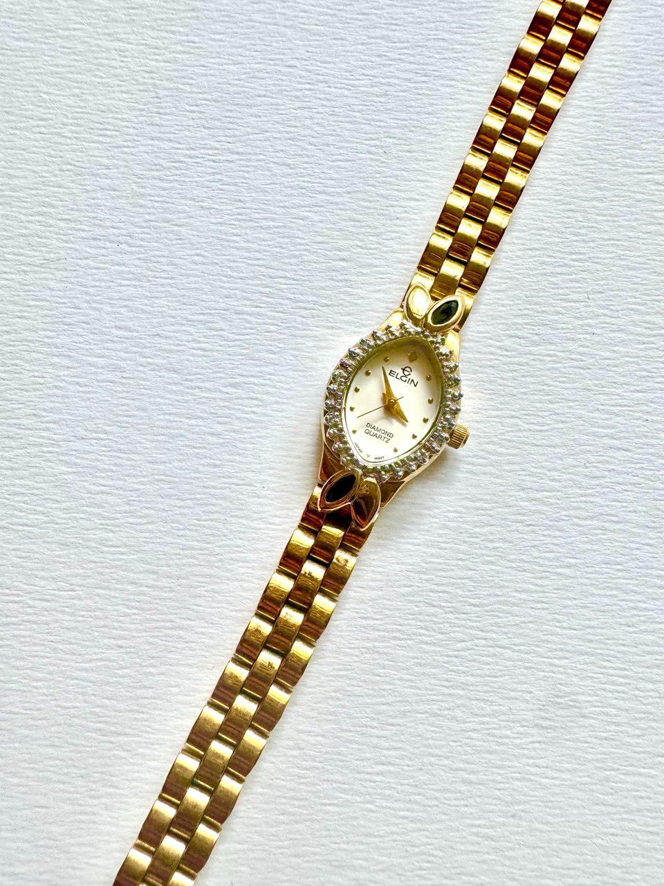 Vintage Elgin Diamond Quartz Ladies Watch Vintage ELGIN DIAMOND QUARTZ GOLD TONE WOMEN main image 3