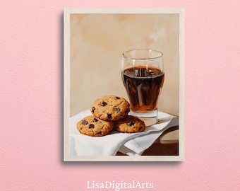 Espresso Art Print: Americano & Biscuits Kitchen Decor (Digital Download