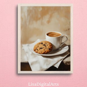 Vintage Coffee Pint | Coffee with Biscuits | Retro Drink Poster | Bistro Coffee Posters | Kitchen Decors | Coffee Lover | Instant Download