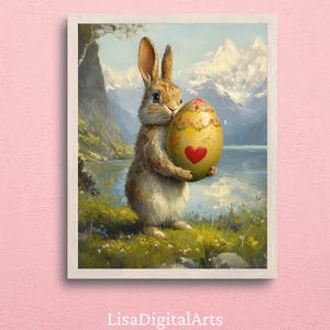 Easter Bunny Watercolor Painting: Spring Nursery Art (Digital Download)