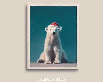 Polar Bear Christmas Art | Winter Animal Print