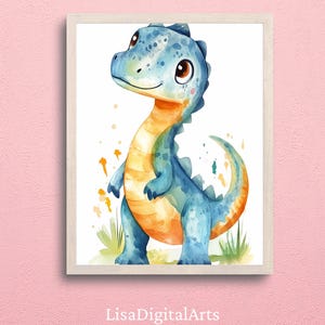 Whimsical Dinosaur Nursery Wall Art | Cute Dino Print for Kids Room, Playroom & Digital Download Decor