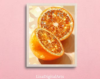 Disco Mosaic Orange Slices Art Print: Modern Kitchen Decor (Digital Download)