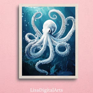 Octopus Art Print: Coastal Nautical Decor (Digital Download