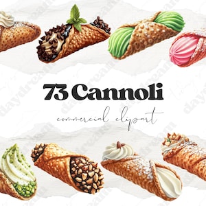 Cannoli Aquarell Clipart, hohe Qualität 300DPI, kommerzielle Nutzung, PNG transparente Hintergrundgrafik, digitale Aufkleber, Sofort Download