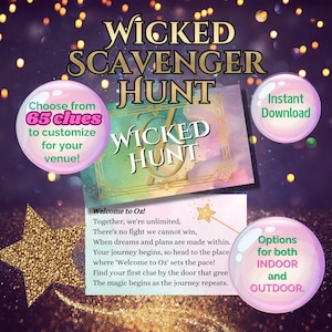 Wicked Schnitzeljagd Themen Geburtstag Aktivität, Oz Schatzsuche Party Spiel Indoor Outdoor Spiele für Kinder Benutzerdefinierte Sofort Download