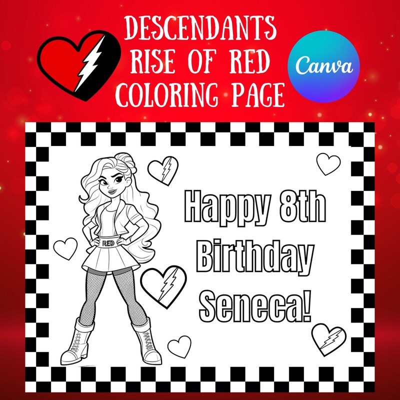 Descendants Rise of Red Coloring Pages - Etsy