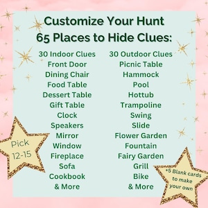 65 place to custome your hunt and hide riddles