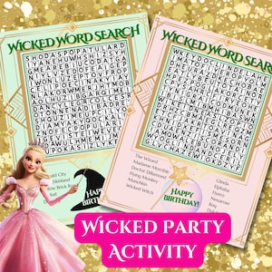 Wicked Themed Word Search, Wicked Birthday Party Activity, Digital Instant Download Printable, Wicked Party Game Activity Wordsearch