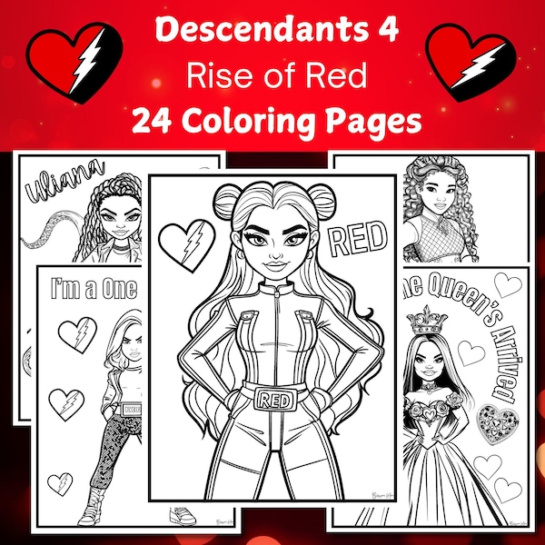 Descendants Rise of Red Coloring Pages - Etsy