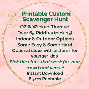 Wicked Scavenger Hunt-tema födelsedagsaktivitet, Oz Treasure Hunt utskrivbart partyspel inomhus utomhusspel för barn anpassat direktnedladdning bild 2