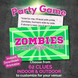 Búsqueda del tesoro de zombis: Juego de zombis para fiestas de cumpleaños, búsqueda del tesoro personalizada para niños en interiores o exteriores (descarga imprimible instantánea)