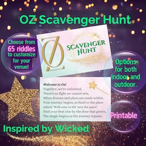 Bienvenido a OZ Scavenger Hunt Birthday Digital Printable, Wicked Party Game Instant Download, Búsqueda del tesoro personalizada, para interiores y exteriores