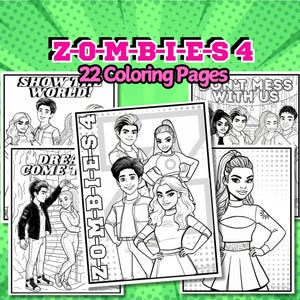 ZOMBIES 4 Dawn of the Vampires Coloring Pages, Zombies Movie Birthday Activity,  Kids Coloring Book (Instant Digital Download)