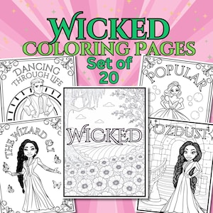 Coloring Pages Wicked Birthday Party Activity Party Favor, Printable Digital Download, Oz Color Sheets, Wicked Coloring Book PDF For Kids