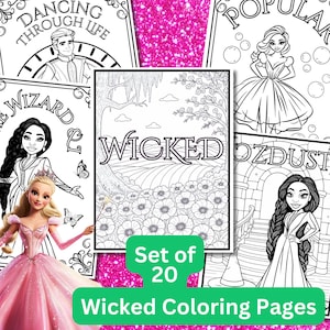 Wicked Kleurplaten, Wicked Birthday Party Activity, Digitale Instant Download, Oz Kleurplaat, Wicked Kleurboek, Wicked Party Favors