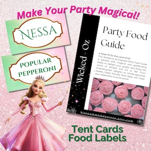 Wicked Themed Platzkarten, Wicked Themed Tent Cards, Wicked Party Food Guide, digitaler Sofort-Download bearbeitbar in Canva, Party Printables
