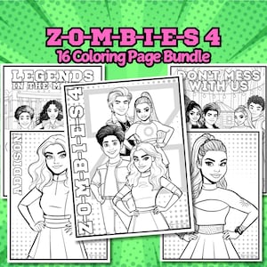 ZOMBIES 4 Dawn of the Vampires kleurplaten, zombiefilm verjaardagsactiviteit, kleurboek voor kinderen, digitale Instant Download kleurplaten