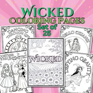 Coloring Pages Wicked Birthday Party Activity Party Favor, Printable Digital Download, Oz Color Sheets, Wicked Coloring Book PDF For Kids