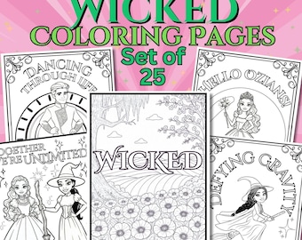 Coloring Pages Wicked Birthday Party Activity Party Favor, Printable Digital Download, Oz Color Sheets, Wicked Coloring Book PDF For Kids
