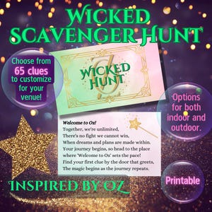 Wicked Scavenger Hunt, Wicked Themed Birthday Activity Wicked Treasure Hunt Wicked Party Game Instant Download Indoor Outdoor Printable Game
