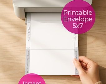 Printable Envelope Template for 5x7 Card, US Letter PDF (Instant Download) A7 Card Envelope Template For Invites & Cards