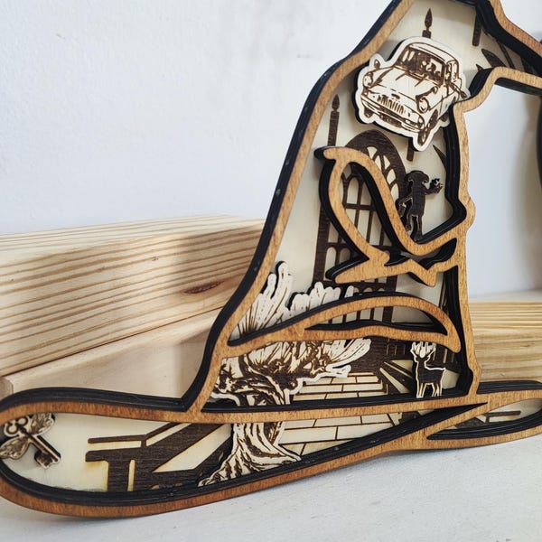 Wizard Hat Laser Cut File | Multilayer Magic Hat SVG DXF AI | Wood Wall Decor | Glowforge Digital Download | Fantasy Gift