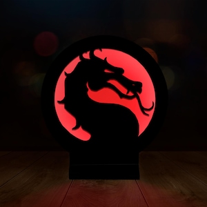 Lethal Combat LED Desk Lamp | Handmade Fighting Game Table Light | Customizable RGB Lighting With Remote Control | Gamer Office Decoration
