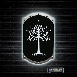 Lord Of The Rings Gondor White Tree Shield Wall Light Sign Handmade RGB LED Decoration