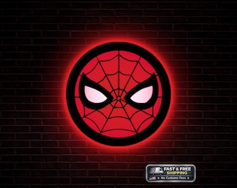 Spider-Inspired Wall Light Sign LED RGB Remote Control Superhero Comics Game Room Wall Decoration