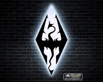 Skyrim LED Wall Light: Elder Scrolls Dragon Symbol RGB Gaming Room Decor