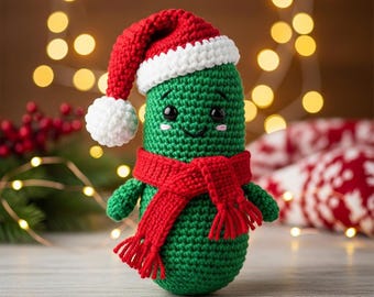 Pickle PDF Häkelanleitung für Weihnachten - Wie man ein süßes Pickle-Ornament häkelt - Pickle Amigurumi Einfache Weihnachtsdekoration für das Haus