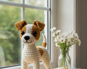 Jack Russell Terrier Crochet Pattern: Amigurumi Dog Toy (PDF Pattern), Crochet pattern toy Dog, Amigurumi animals tutorial