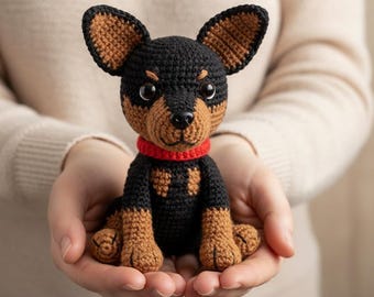 Crochet Pinscher Puppy Dog Amigurumi Pattern, Crochet Dog Puppy PDF Tutorial, Pinscher Plush DIY Gift (PDF Pattern, not physical product)