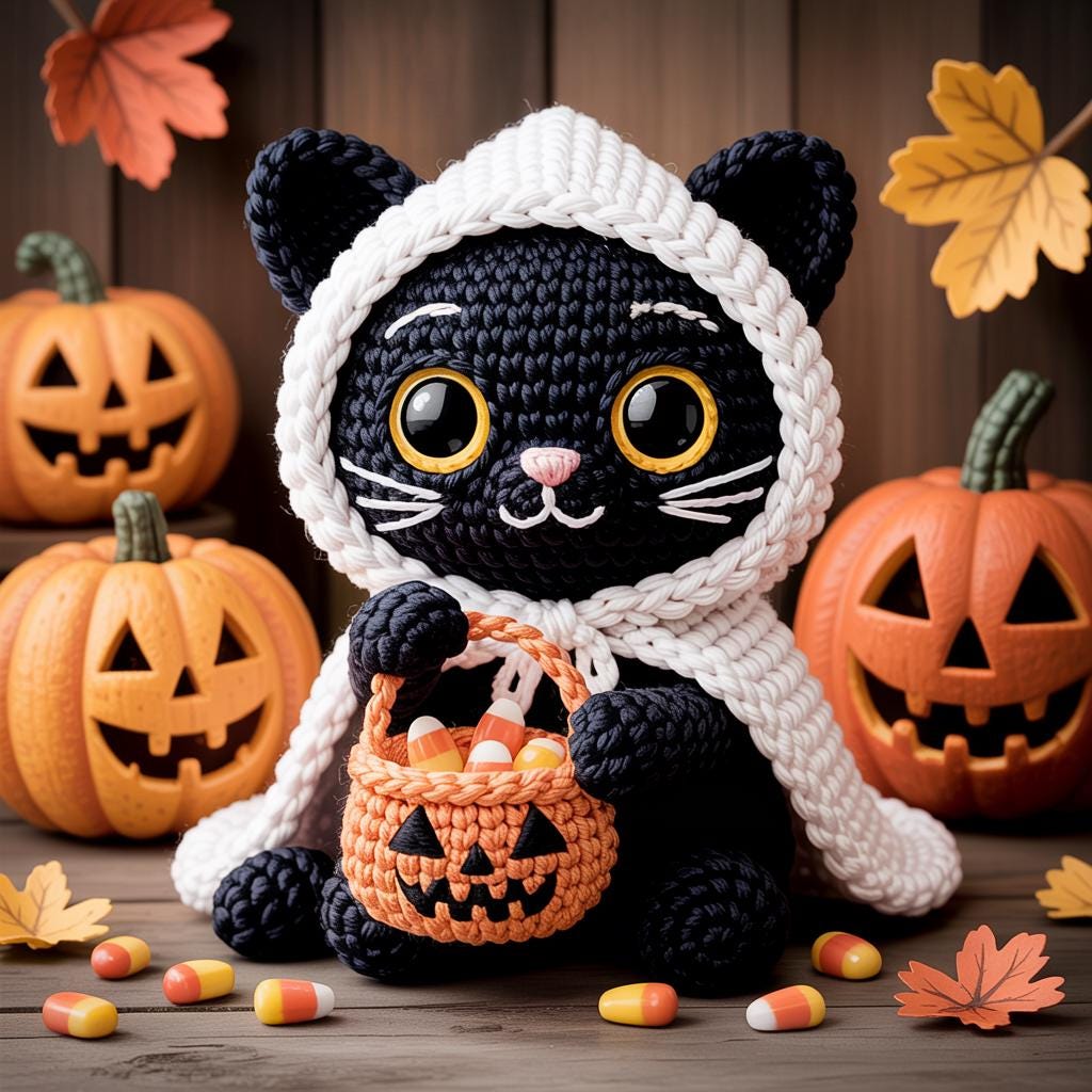 ハロウィン限定 黒猫 死神 仲良し あみぐるみ ハロウィン限定 黒猫 死神 仲良し あみぐるみ 手作りハロウィン