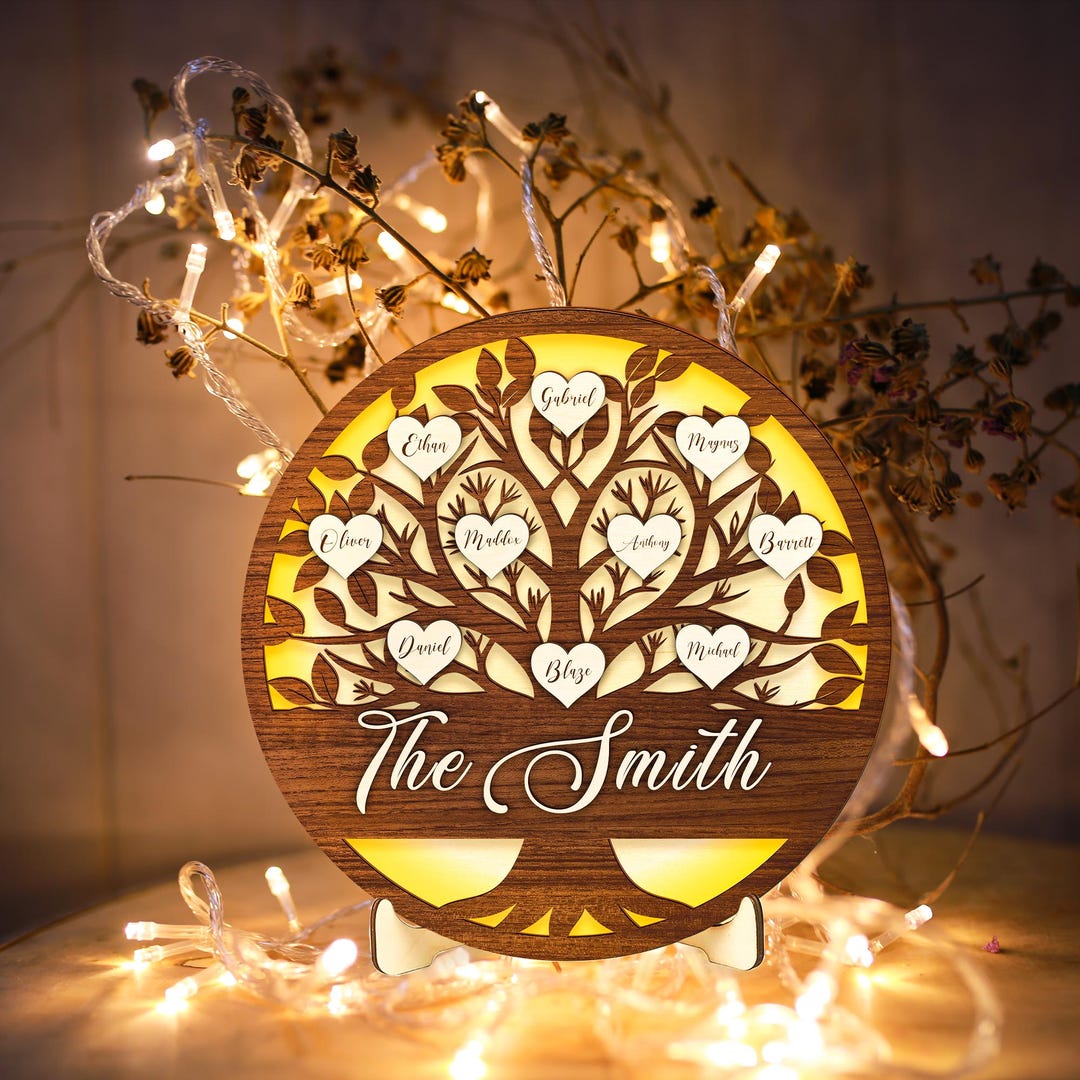 Personalized Family Tree Wood Sign - Custom Mother's Day Gift or ...